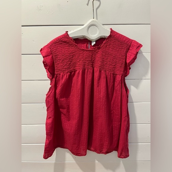 🩷 Red Smocked Flutter Sleeve Top – Old Navy – Size XXL🩷 - Picture 1 of 7
